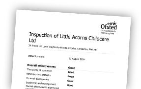 Ofsted report for Little Acorns Nursery, Clayton-le-Woods, Chorley, Lancashire