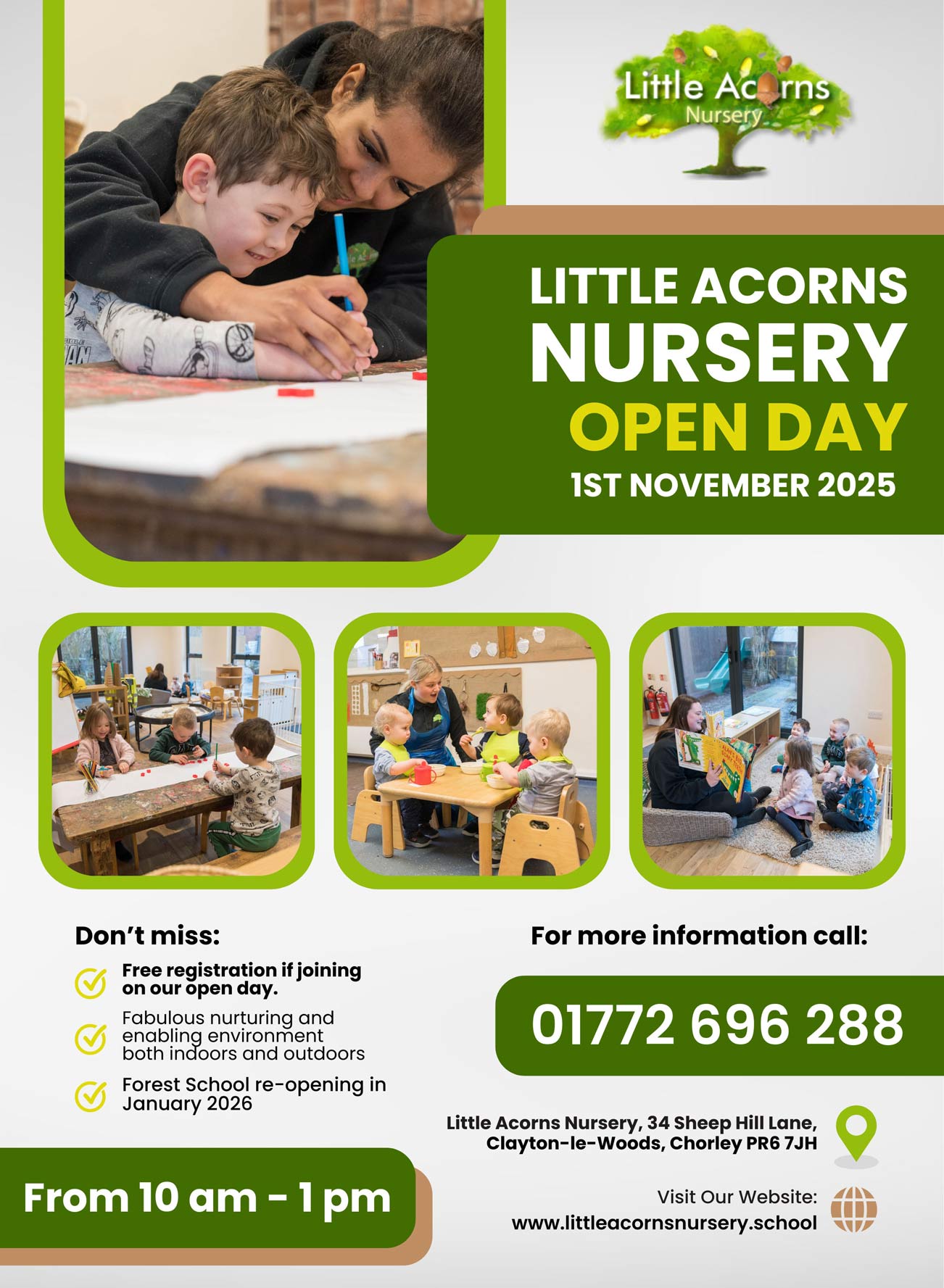 Little Acorns Nursery Open Day: Saturday 1st November 2025, 10 a.m. to 1 p.m.