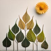 The challenge with a leaf collage activity is for children to make a nice design or picture using leaves. 