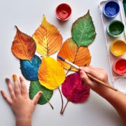 Once painted, leaves look very attractive and can be used as part of a picture, display, or collage. 